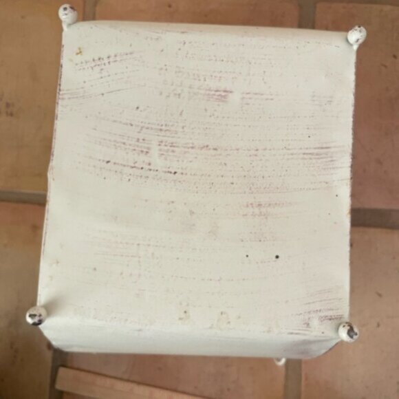 Vintage Ornate French Country Style Distressed Metal Basket w/ Lattice & Handels - Picture 3 of 10